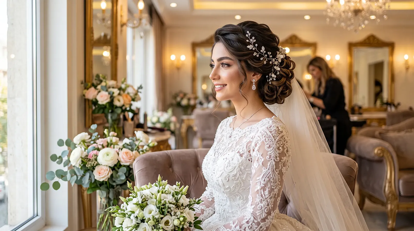 شینیون تخصصی عروس در سالن زیبایی دینا زاهدی